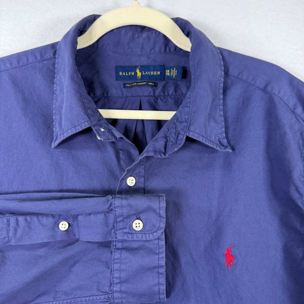 Ralph Lauren Feather Weight Twill Shirt Mens XXL Purple Long Sleeve Button Down